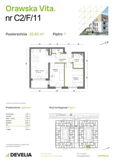 Mieszkanie, 55,65 m², 3 pokoje, piętro 1, oferta nr C2/F/11
