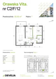 Mieszkanie, 60,50 m², 3 pokoje, piętro 1, oferta nr C2/F/12