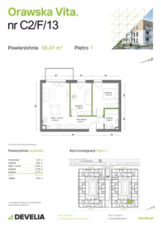 Mieszkanie, 58,47 m², 3 pokoje, piętro 1, oferta nr C2/F/13