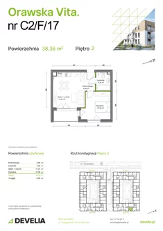 Mieszkanie, 38,36 m², 2 pokoje, piętro 2, oferta nr C2/F/17