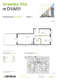 Mieszkanie, 54,36 m², 3 pokoje, parter, oferta nr D1/A/01