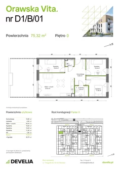 Mieszkanie, 75,32 m², 4 pokoje, parter, oferta nr D1/B/01