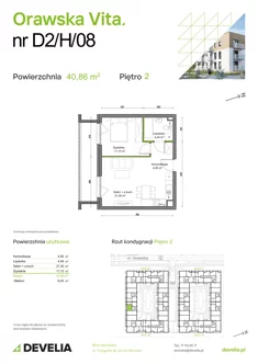 Mieszkanie, 40,86 m², 2 pokoje, piętro 2, oferta nr D2/H/08