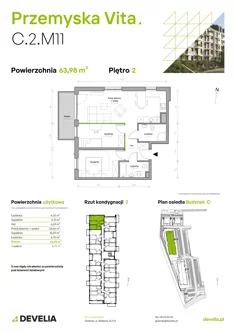 Mieszkanie, 63,98 m², 3 pokoje, piętro 2, oferta nr C.2.M11