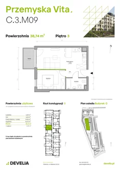 Mieszkanie, 38,74 m², 2 pokoje, piętro 3, oferta nr C.3.M09