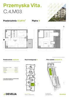 Mieszkanie, 57,69 m², 3 pokoje, piętro 4, oferta nr C.4.M03