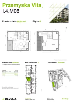 Mieszkanie, 56,94 m², 2 pokoje, piętro 4, oferta nr I.4.M08