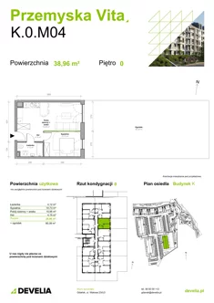 Mieszkanie, 38,96 m², 2 pokoje, parter, oferta nr K.0.M04