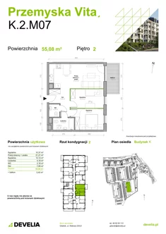 Mieszkanie, 55,08 m², 3 pokoje, piętro 2, oferta nr K.2.M07