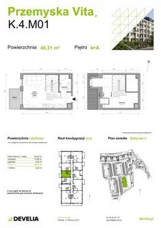 Mieszkanie, 46,31 m², 2 pokoje, piętro 4, oferta nr K.4.M01