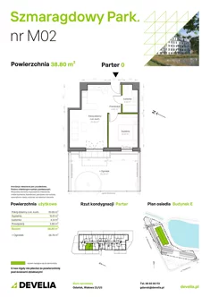 Mieszkanie, 38,80 m², 2 pokoje, parter, oferta nr E/002