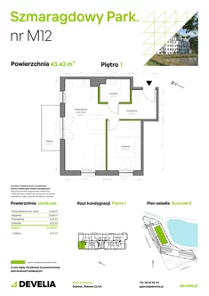 Mieszkanie, 43,42 m², 2 pokoje, piętro 1, oferta nr E/012