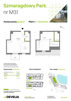 Mieszkanie, 58,68 m², 3 pokoje, piętro 3, oferta nr E/031
