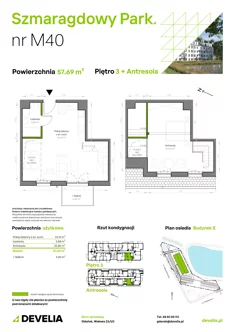 Mieszkanie, 57,69 m², 2 pokoje, piętro 3, oferta nr E/040