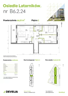 Mieszkanie, 65,87 m², 3 pokoje, piętro 2, oferta nr B6.2.024