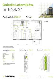 Mieszkanie, 64,20 m², 3 pokoje, piętro 4, oferta nr B6.4.124