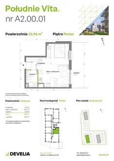 Mieszkanie, 32,98 m², 1 pokój, parter, oferta nr A2/01/M