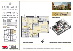 Mieszkanie, 67,73 m², 3 pokoje, piętro 2, oferta nr M 2.6