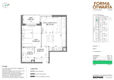 Mieszkanie, 52,34 m², 2 pokoje, piętro 1, oferta nr A1-17