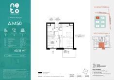 Mieszkanie, 40,18 m², 2 pokoje, piętro 2, oferta nr A/M50 