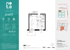 Mieszkanie, 40,18 m², 2 pokoje, piętro 3, oferta nr A/M77 