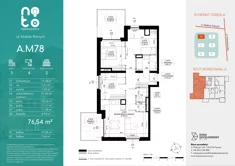 Mieszkanie, 76,54 m², 4 pokoje, piętro 3, oferta nr A/M78 