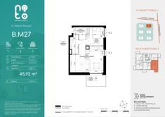 Mieszkanie, 45,92 m², 2 pokoje, piętro 1, oferta nr B/M27 