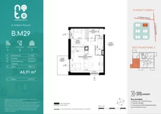 Mieszkanie, 46,91 m², 2 pokoje, piętro 1, oferta nr B/M29 