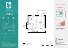 Mieszkanie, 49,54 m², 2 pokoje, piętro 1, oferta nr D/M36 