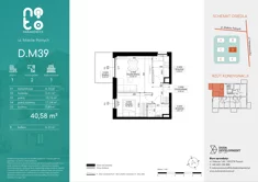 Mieszkanie, 40,58 m², 2 pokoje, piętro 1, oferta nr D/M39 