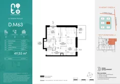 Mieszkanie, 49,53 m², 2 pokoje, piętro 2, oferta nr D/M63 