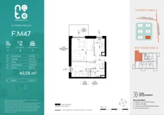 Mieszkanie, 40,58 m², 2 pokoje, piętro 1, oferta nr F/M47 