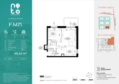 Mieszkanie, 48,63 m², 2 pokoje, piętro 2, oferta nr F/M71 