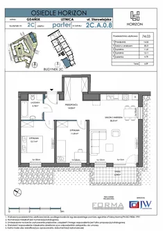 Mieszkanie, 74,03 m², 3 pokoje, parter, oferta nr HOR II-008A