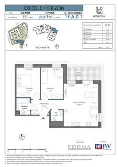 Mieszkanie, 65,51 m², 3 pokoje, piętro 1, oferta nr HOR 1E-001A