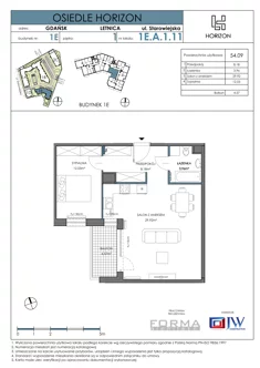 Mieszkanie, 54,09 m², 2 pokoje, piętro 2, oferta nr HOR 1E-011A