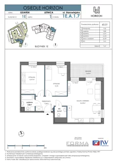 Mieszkanie, 65,51 m², 3 pokoje, piętro 2, oferta nr HOR 1E-007A