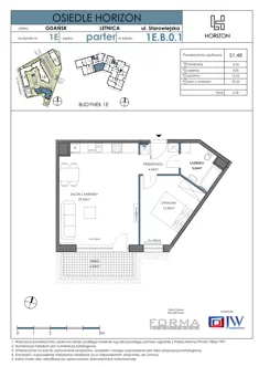 Mieszkanie, 51,48 m², 2 pokoje, piętro 1, oferta nr HOR 1E-001B