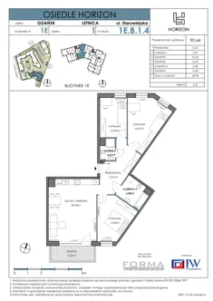 Mieszkanie, 90,44 m², 4 pokoje, piętro 2, oferta nr HOR 1E-004B