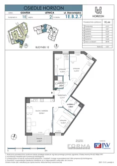 Mieszkanie, 90,44 m², 4 pokoje, piętro 3, oferta nr HOR 1E-007B