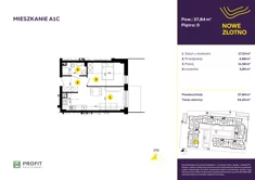 Mieszkanie, 37,84 m², 2 pokoje, parter, oferta nr A-1C