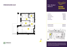 Mieszkanie, 50,16 m², 2 pokoje, parter, oferta nr A-1H