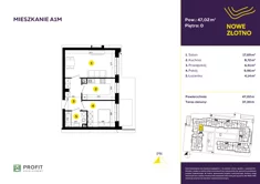 Mieszkanie, 47,02 m², 2 pokoje, parter, oferta nr A-1M