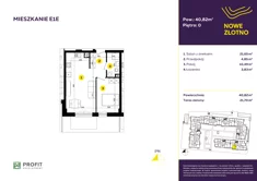 Mieszkanie, 40,82 m², 2 pokoje, parter, oferta nr E-1E