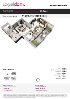 Mieszkanie, 69,96 m², 3 pokoje, piętro 1, oferta nr LM-09