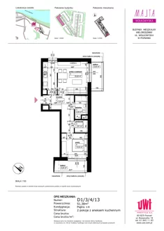 Mieszkanie, 51,38 m², 2 pokoje, piętro 4, oferta nr D1/3/4/13