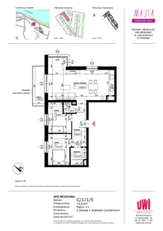 Mieszkanie, 73,01 m², 3 pokoje, piętro 1, oferta nr C/1/1/5