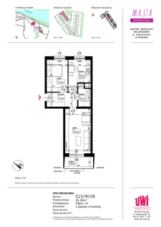 Mieszkanie, 52,09 m², 2 pokoje, piętro 4, oferta nr C/1/4/16