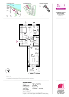 Mieszkanie, 52,09 m², 2 pokoje, piętro 5, oferta nr C/1/5/21