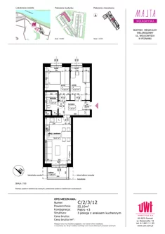Mieszkanie, 52,10 m², 3 pokoje, piętro 3, oferta nr C/2/3/12